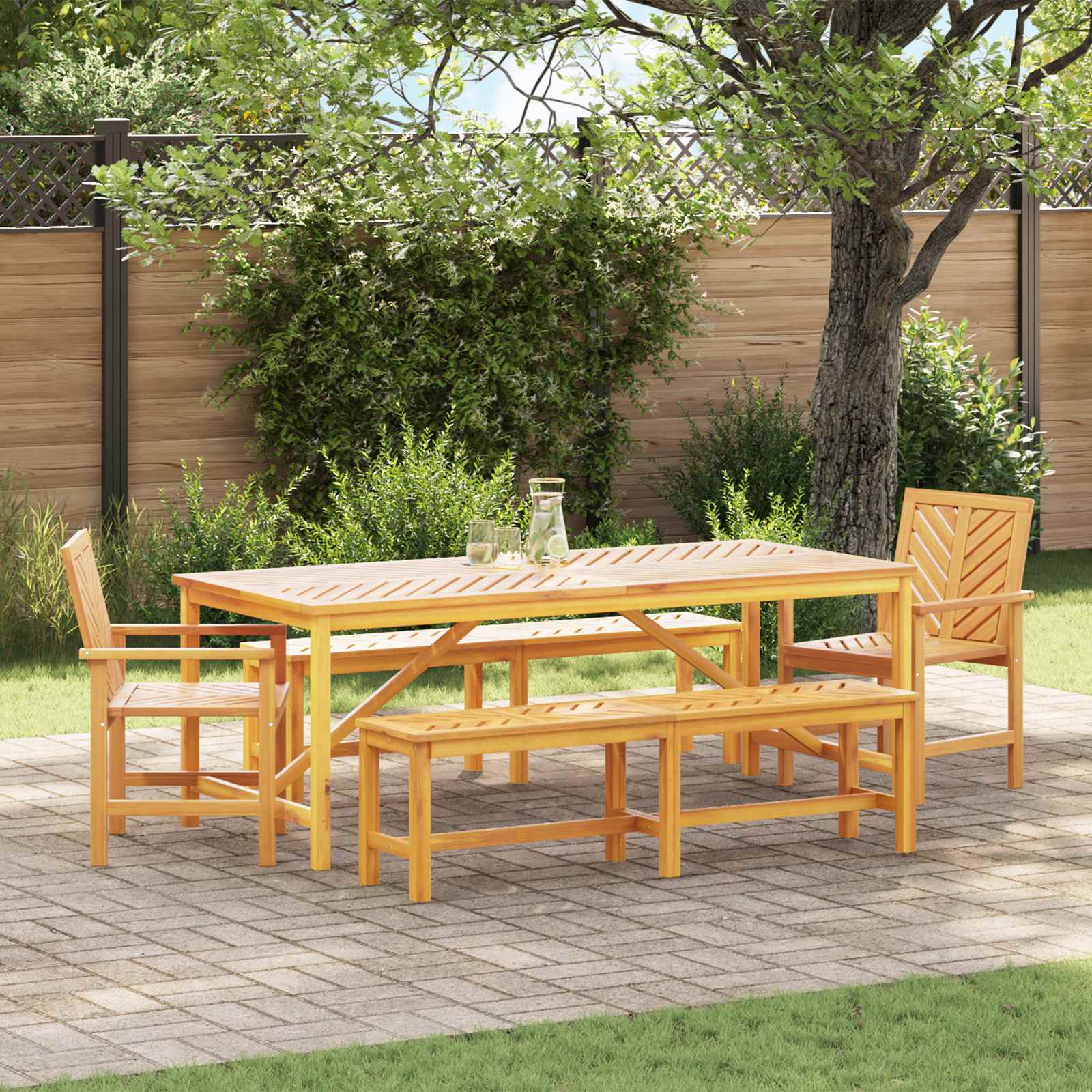 Garten Essgruppe 5 Stk. Braun Massivholz Akazie