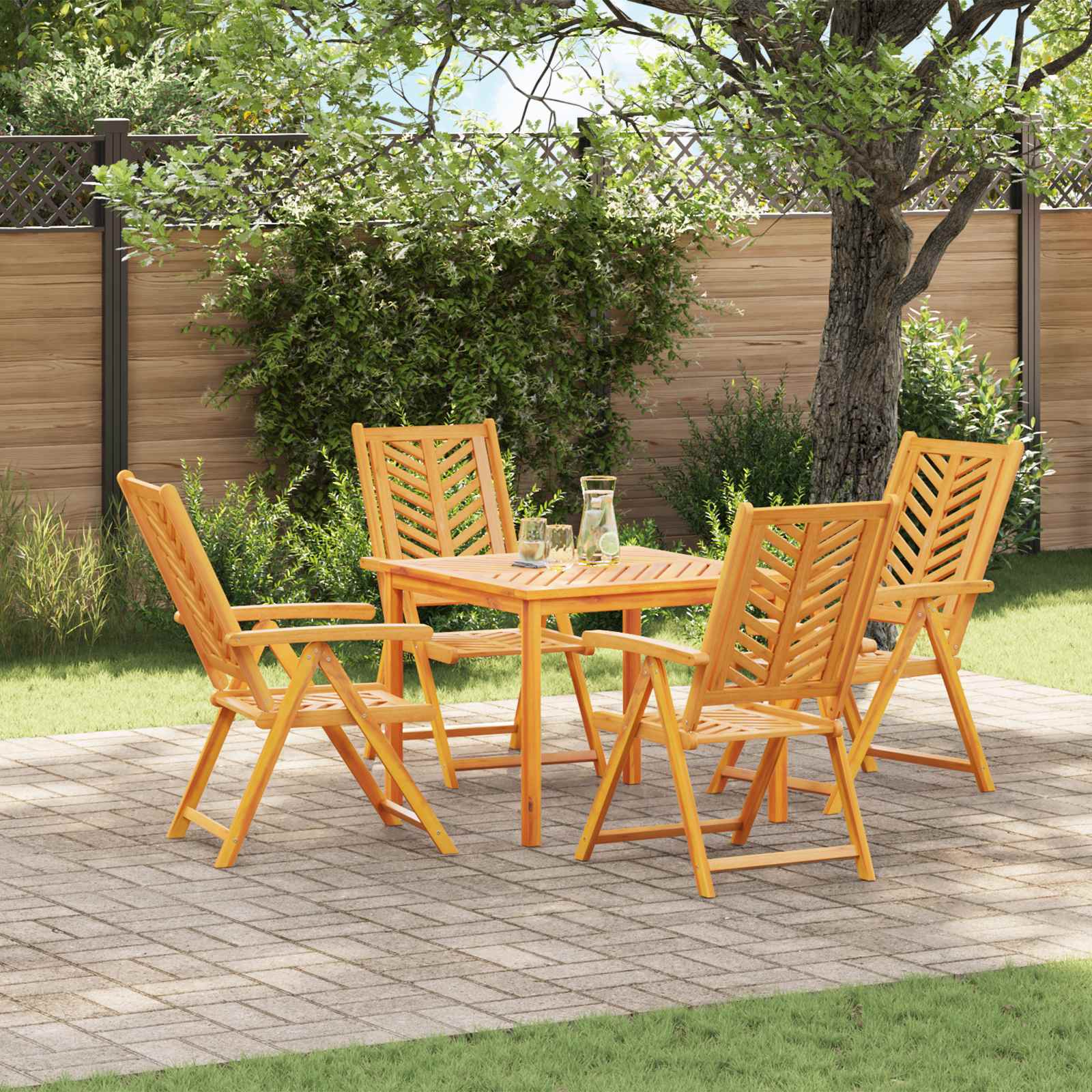 Gartenstuhl 4 stk. Braun Massivholz Akazie