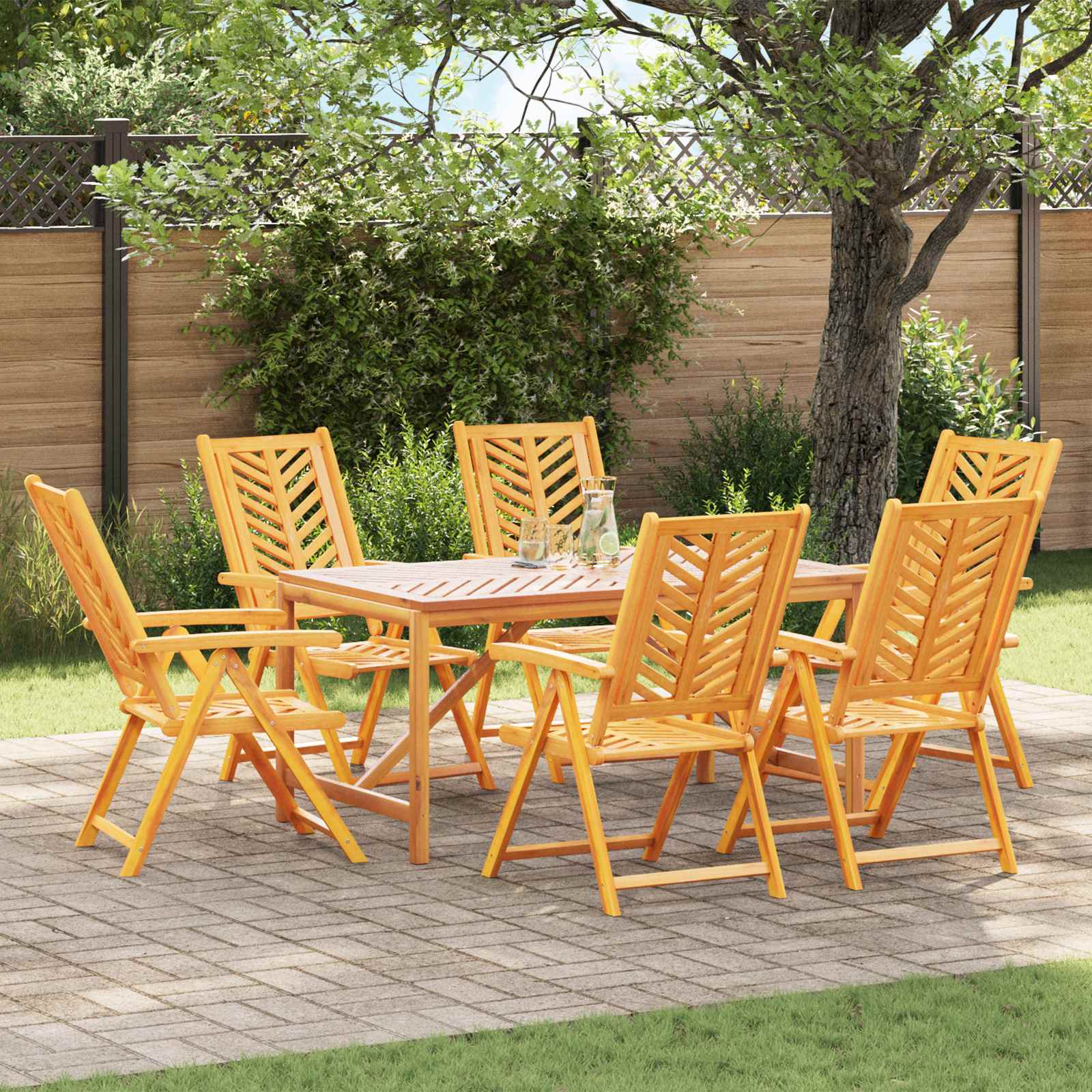 Gartenstuhl 6 stk. Braun Massivholz Akazie