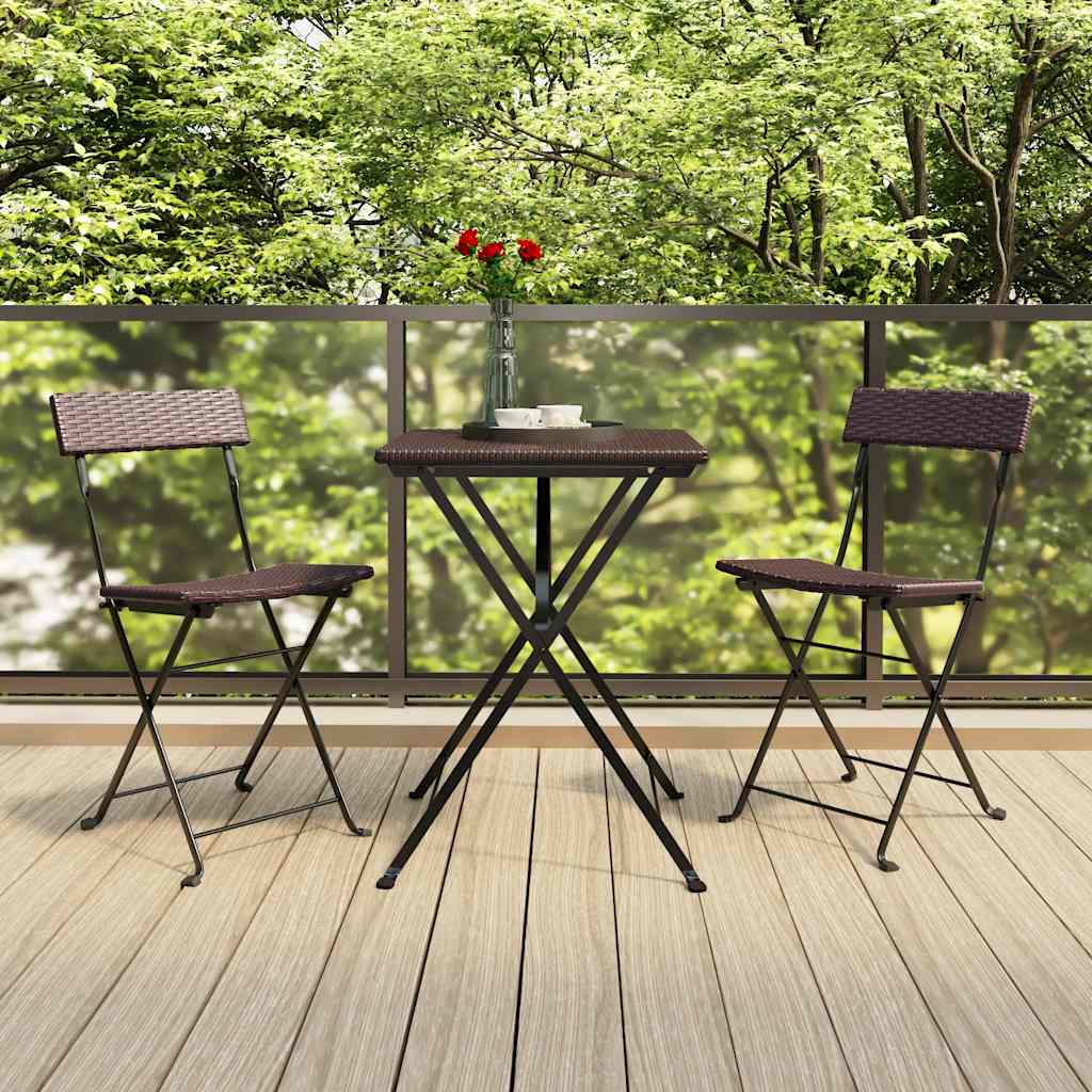 Klappstühle, 2 Stück, braun, Polyrattan und Stahl