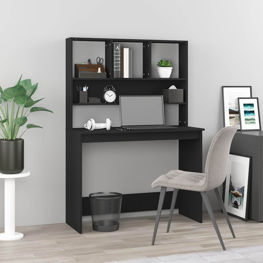 Schreibtisch mit Regal Schwarz 102x45x148 cm Holzwerkstoff
