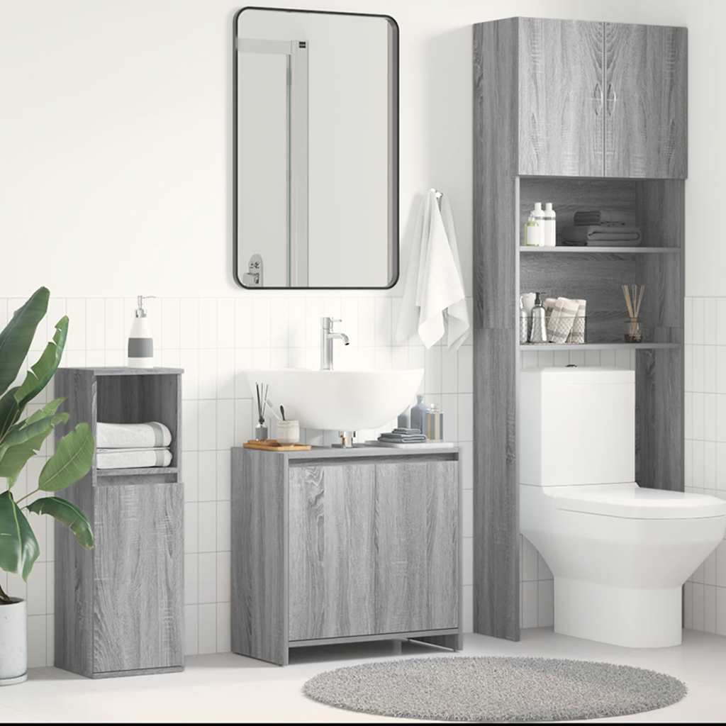 Badschrank Grau Sonoma 60x33x60 cm Holzwerkstoff