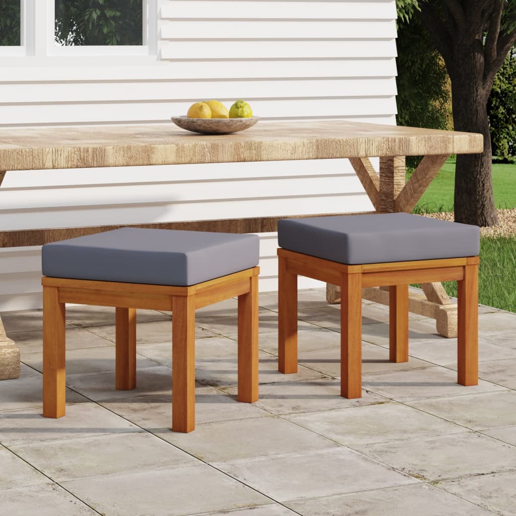Gartenhocker mit Kissen 2 Stk. 40x40x34 cm Massivholz Akazie