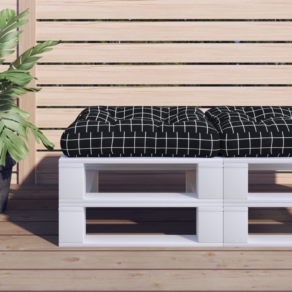 Palettenkissen Schwarz Karomuster 60x60x12 cm Stoff