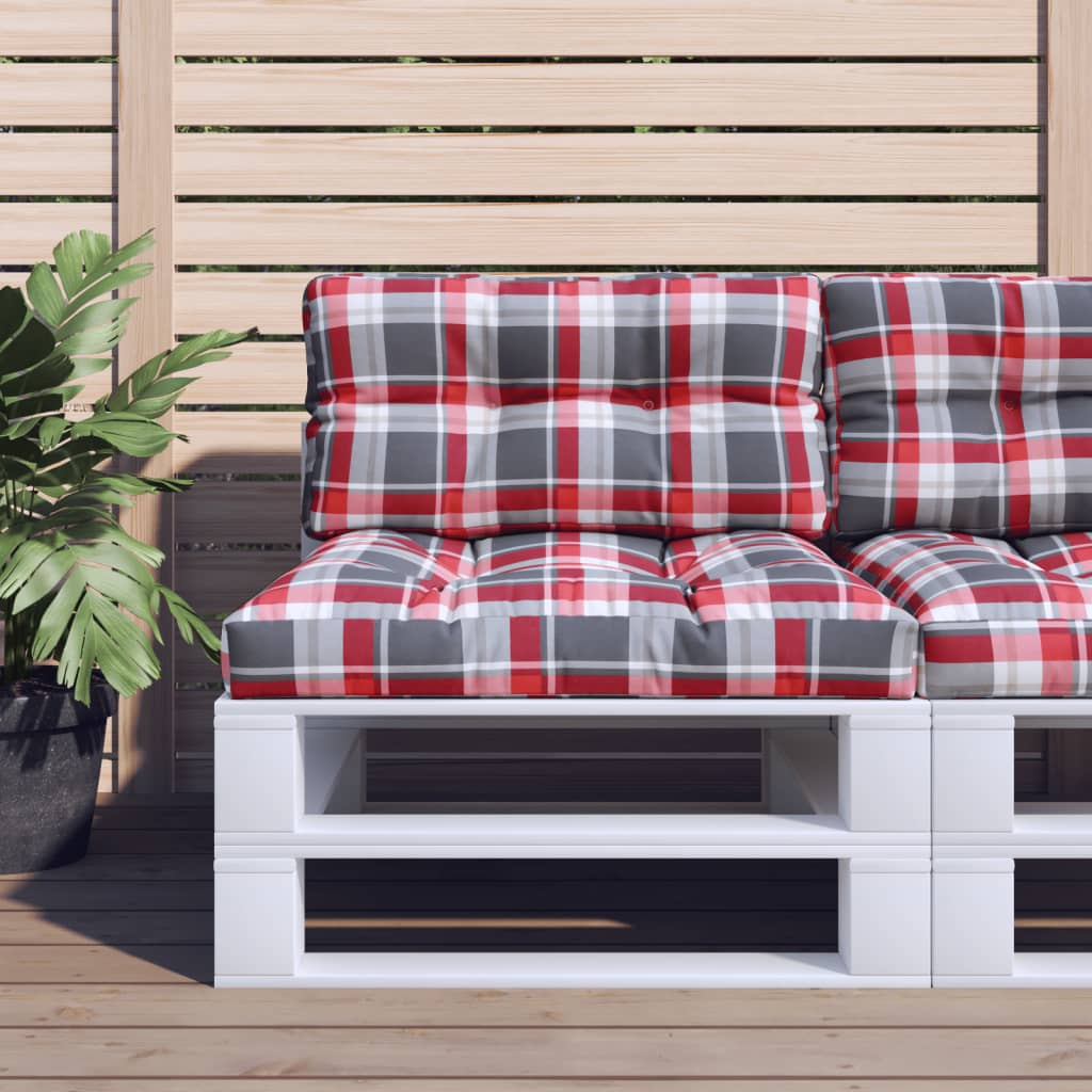 Palettenkissen Rot Karomuster 70x40x12 cm Stoff