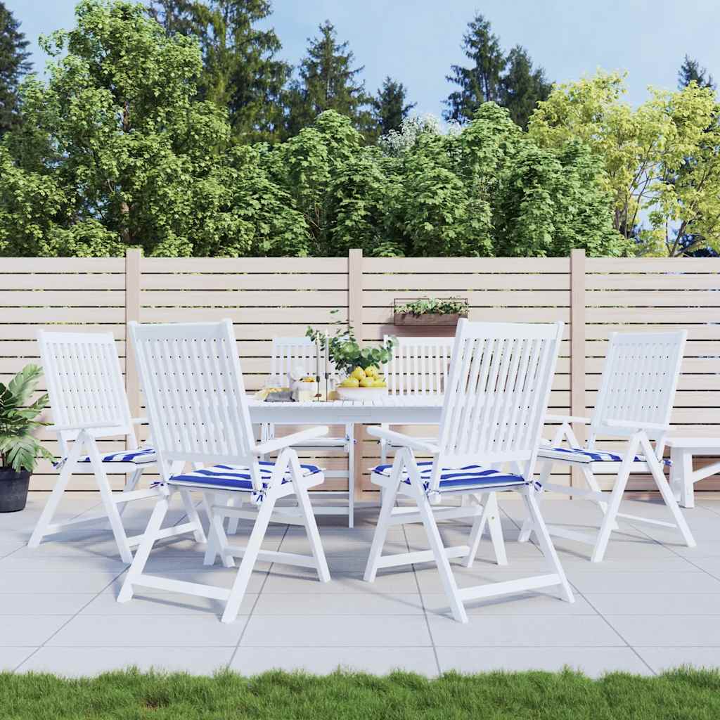 Gartenstuhl-Kissen 6 Stk. Blau & Weiß Gestreift 40x40x3cm Stoff
