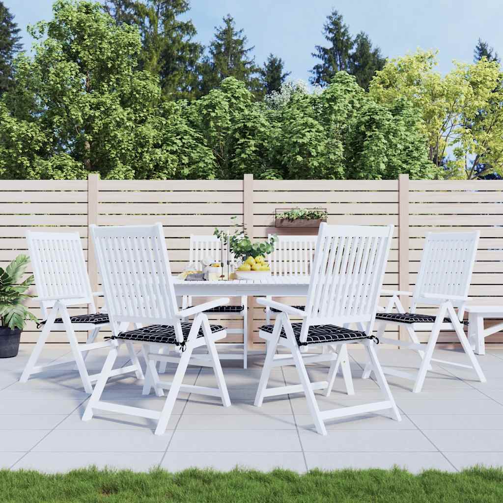 Gartenstuhl-Kissen 6 Stk. Schwarz Karomuster 50x50x3 cm Stoff