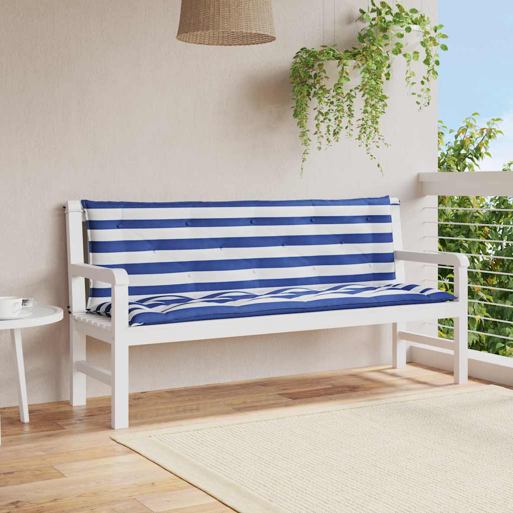 Gartenbank-Auflagen 2 Stk. Blau&Weiß Gestreift 150x50x7cm Stoff