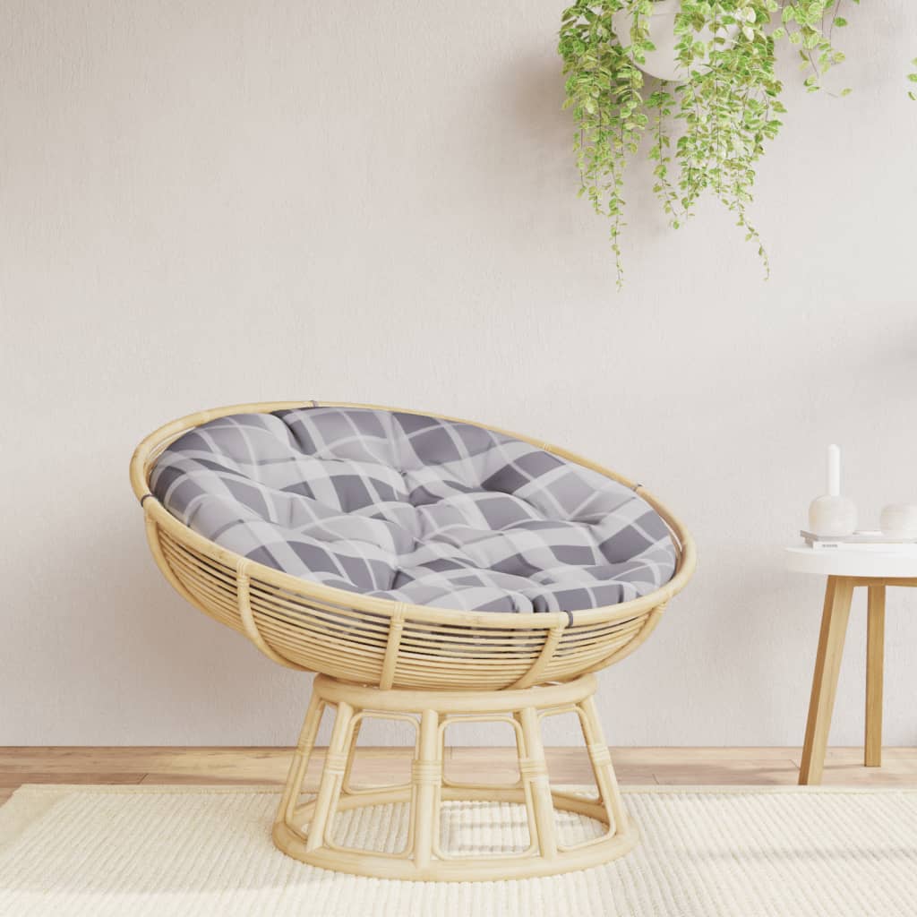 Kissen Rund Grau Karomuster Ø 100x11 cm Oxford-Gewebe