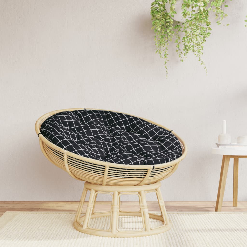 Kissen Rund Schwarz Karomuster Ø 100x11 cm Oxford-Gewebe