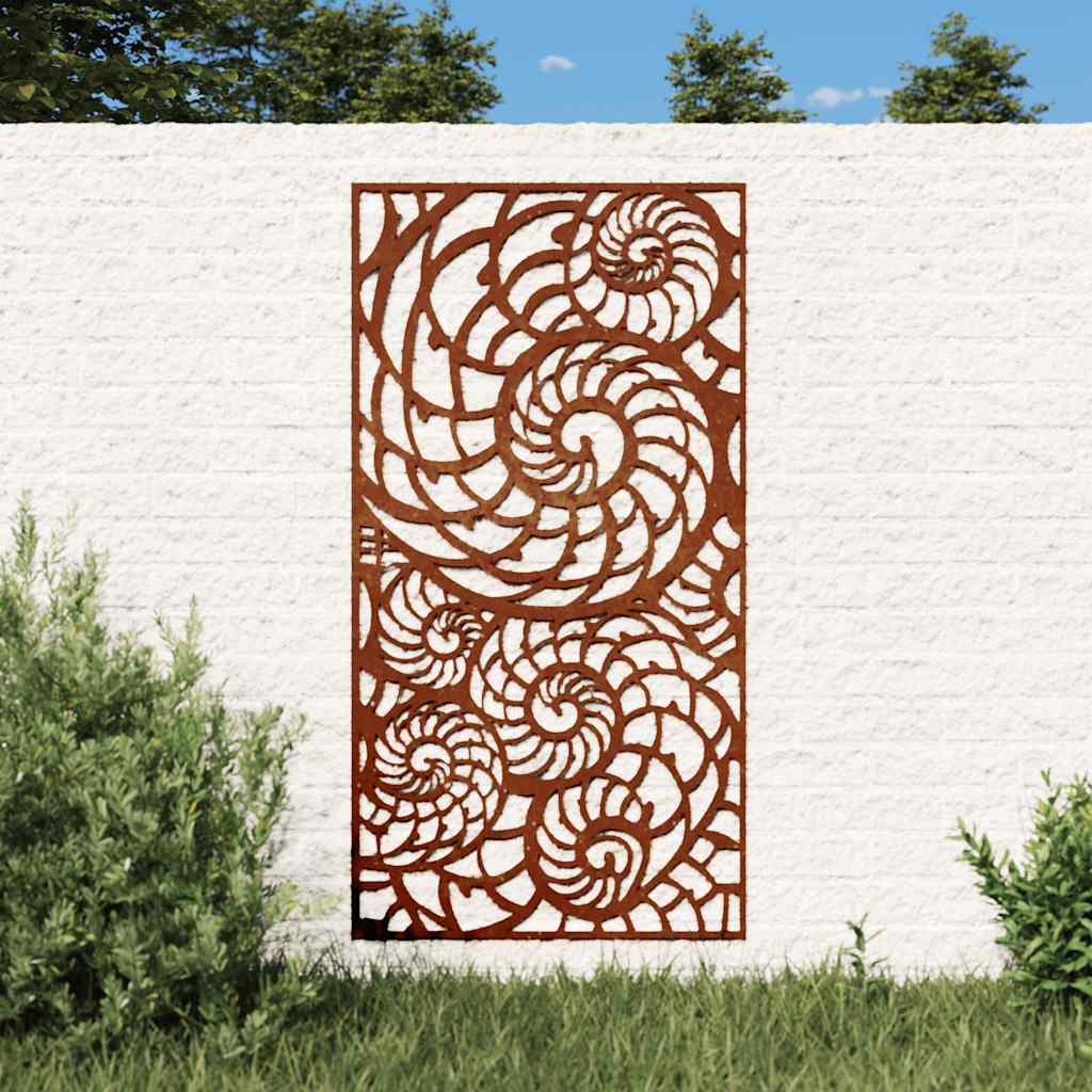 Garten-Wanddeko 105x55 cm Cortenstahl Muschel-Design