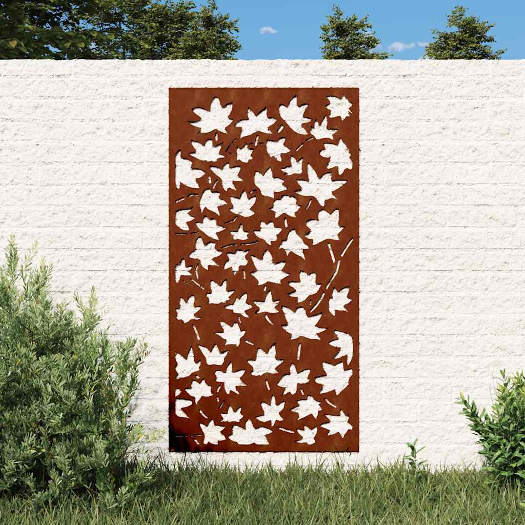 Garten-Wanddeko 105x55 cm Cortenstahl Ahornblatt-Design