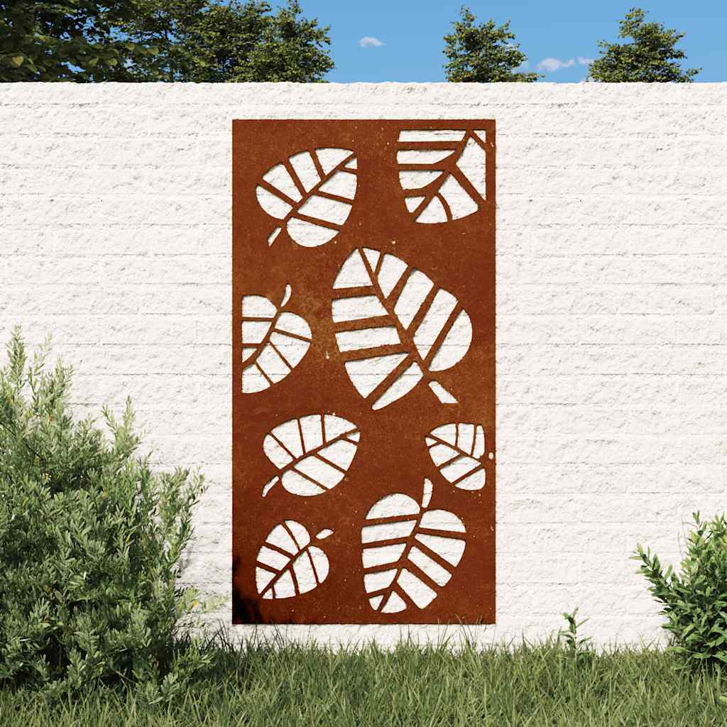 Garten-Wanddeko 105x55 cm Cortenstahl Blatt-Design