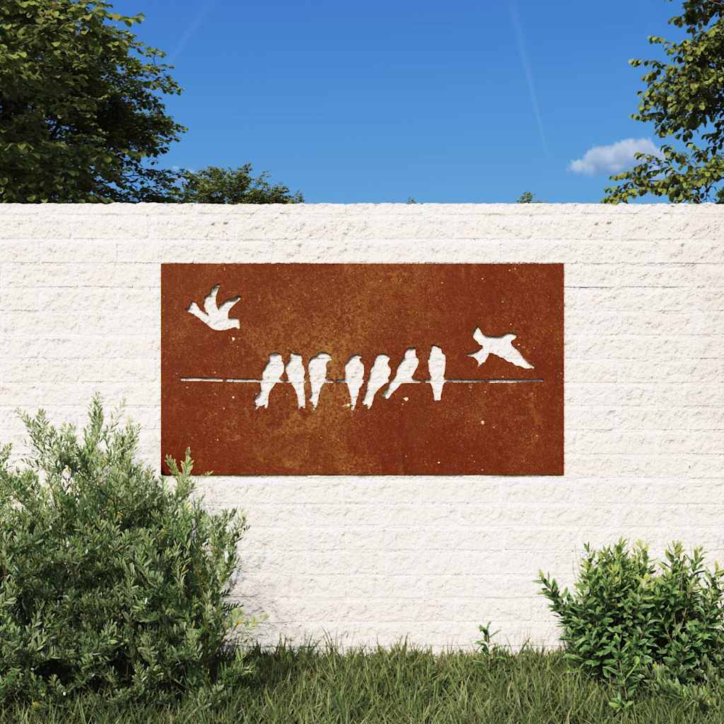 Garten-Wanddeko 105x55 cm Cortenstahl Vogel-Design