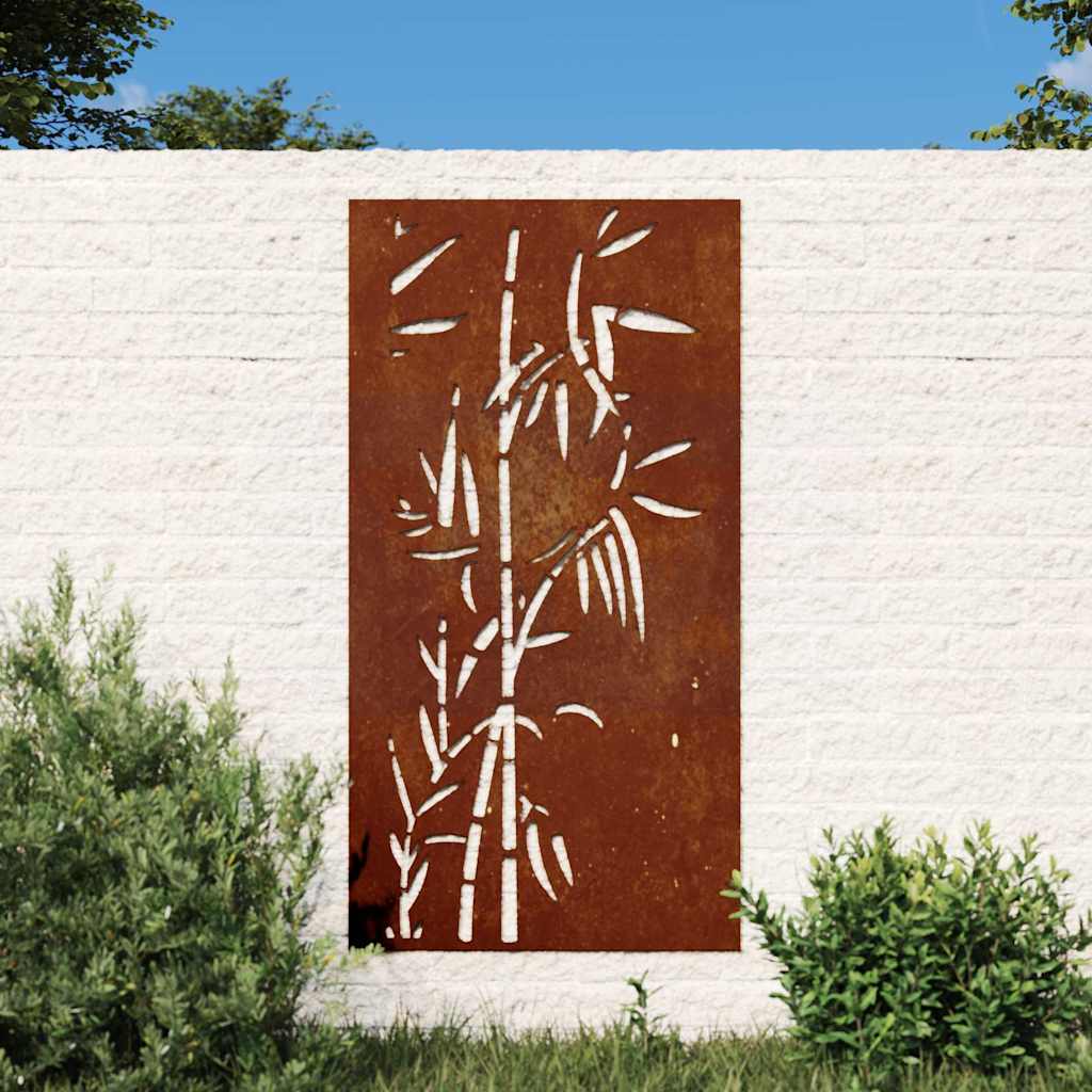 Garten-Wanddeko 105x55 cm Cortenstahl Bambus-Design