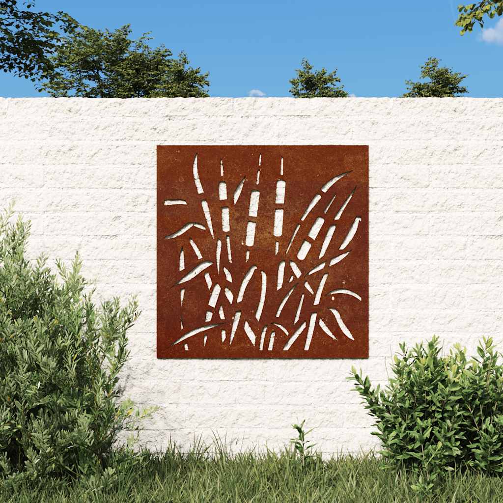 Garten-Wanddeko 55x55 cm Cortenstahl Gras-Design