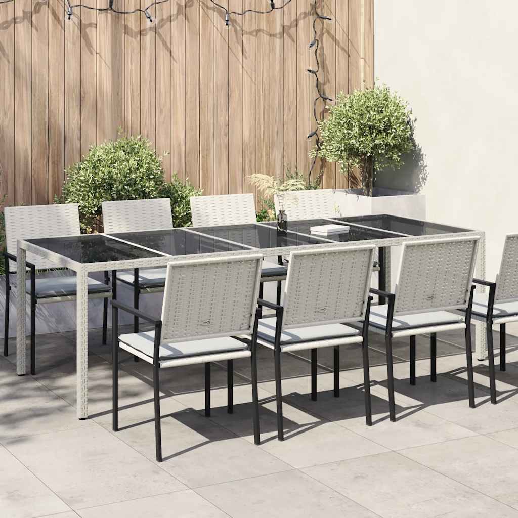 Gartentisch Weiß 250x100x75 cm Poly Rattan und Hartglas