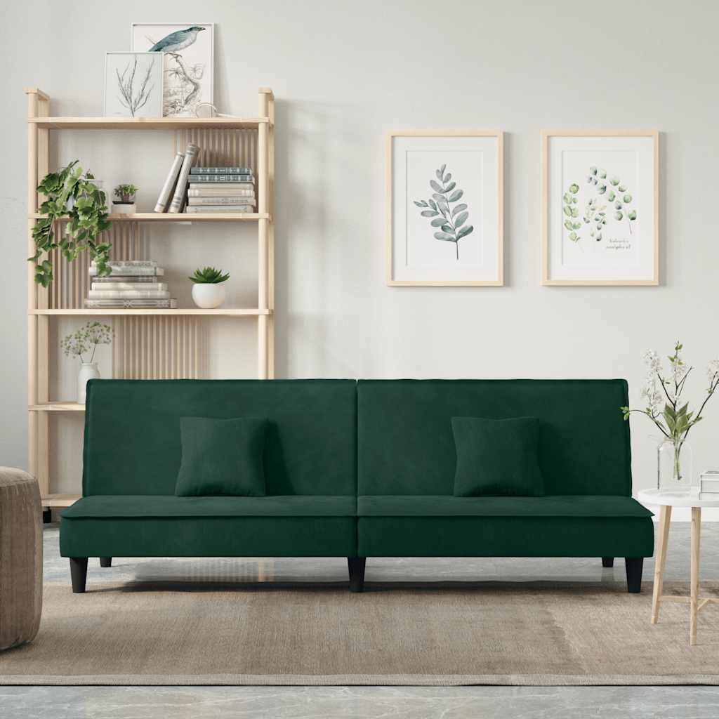 Schlafsofa Dunkelgrün Samt