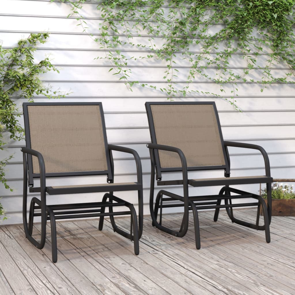 Garten-Schaukelstühle 2 Stk. Braun 61x76x87 cm Textilene Stahl
