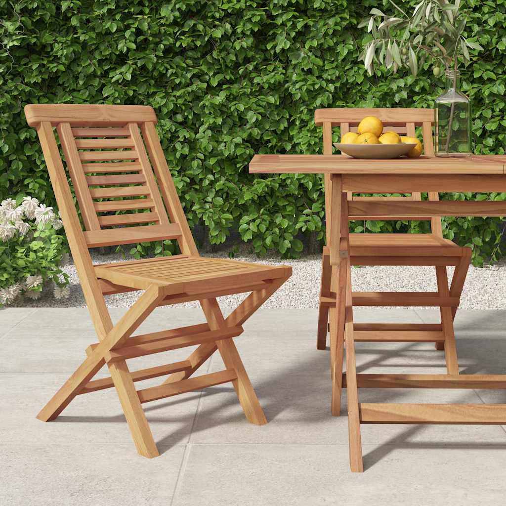 Klappstühle, 2 Stück, 47 x 63 x 90 cm, Massivholz Teak