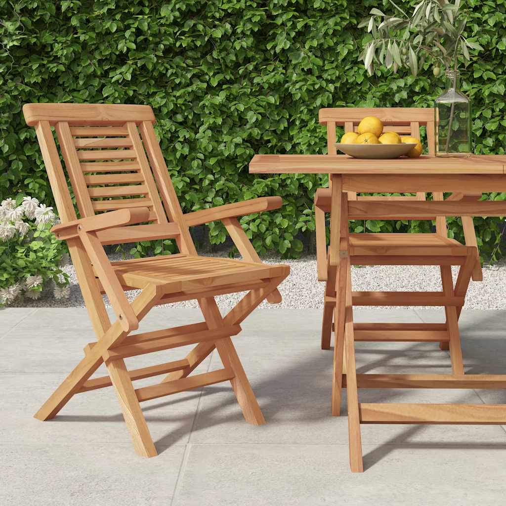 Klappstühle, 2 Stück, 56 x 63 x 90 cm, Massivholz Teak