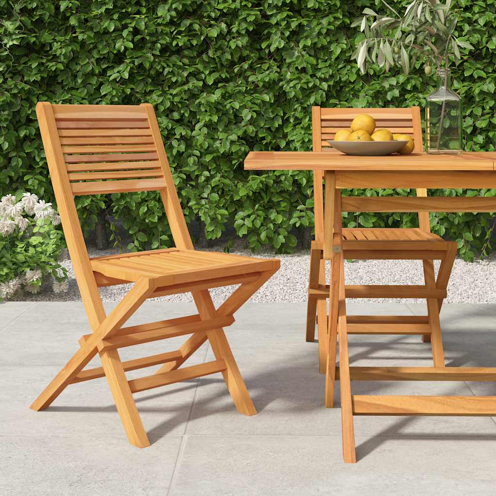 Klappstühle, 2 Stück, 47 x 62 x 90 cm, Massivholz Teak