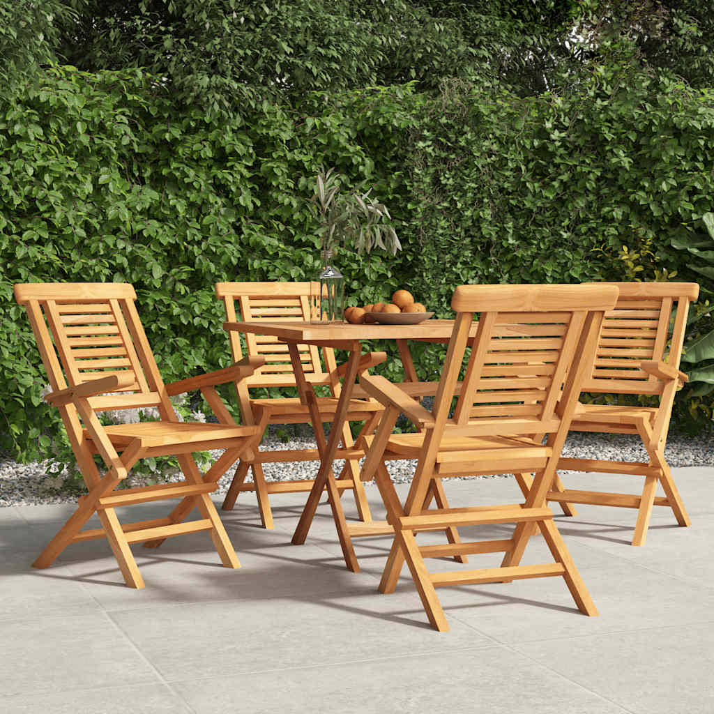 Klappstühle, 4 Stück, 56 x 63 x 90 cm, Massivholz Teak