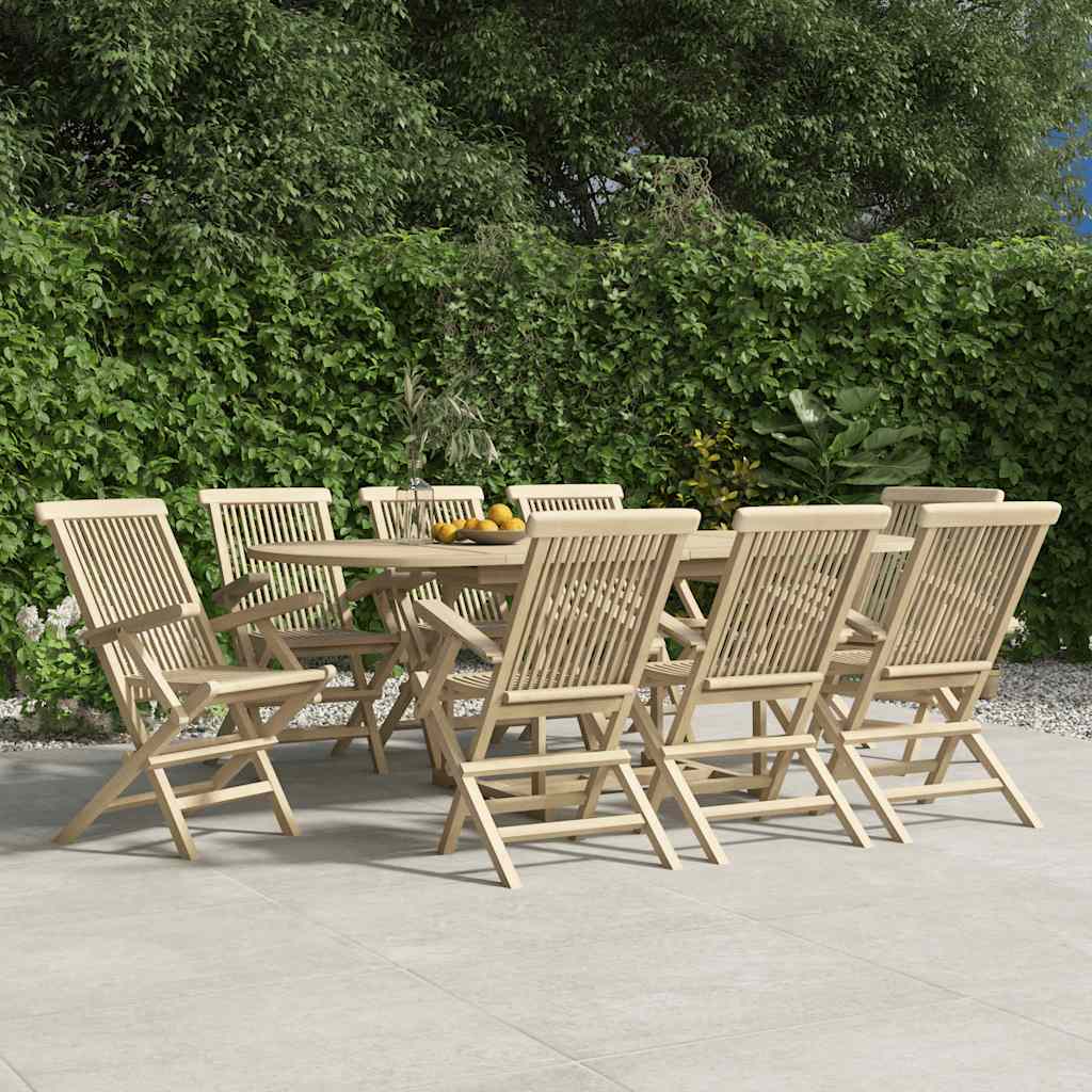 Klappstühle, 8 Stück, Grau, 56 x 61 x 89 cm, Massivholz Teak