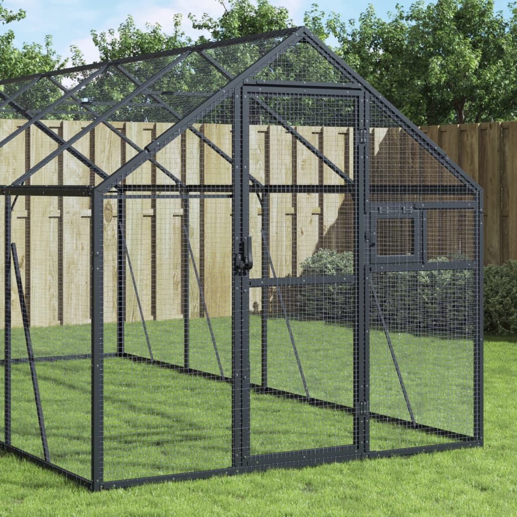 Voliere Anthrazit 1,79x6x1,85 m Aluminium