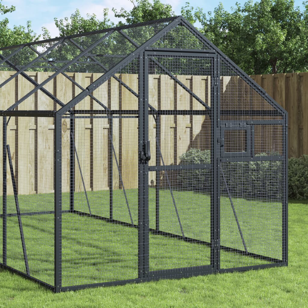 Voliere Anthrazit 1,79x8x1,85 m Aluminium