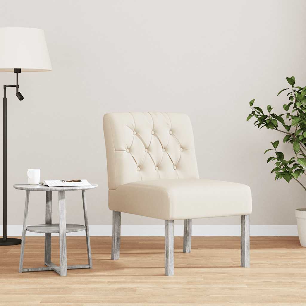 Sessel ohne Armlehne Leinen mit Knopfheftung