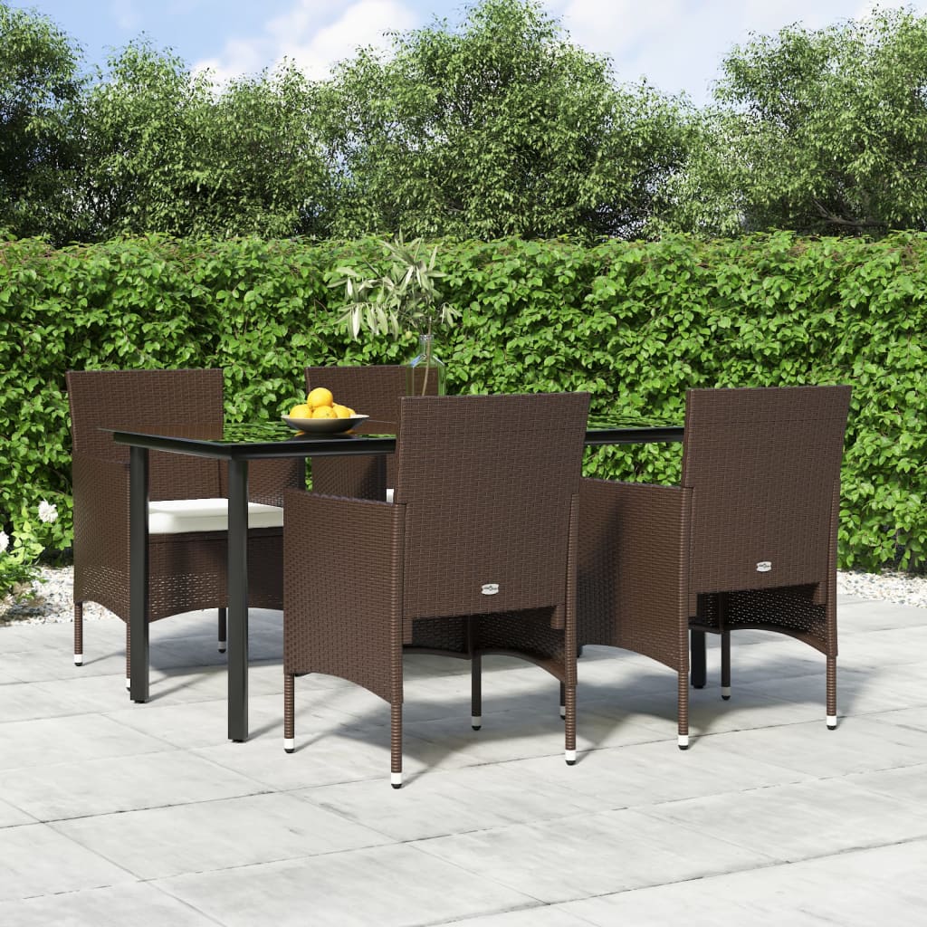 5-tlg. Garten-Essgruppe mit Kissen Braun und Schwarz