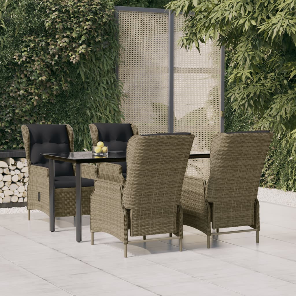 5-tlg. Garten-Essgruppe Braun Poly Rattan
