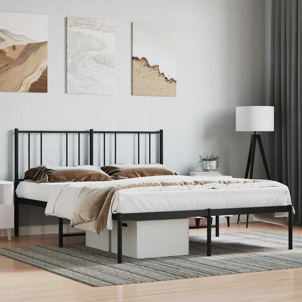 Bettgestell mit Kopfteil Metall Schwarz 140x190 cm