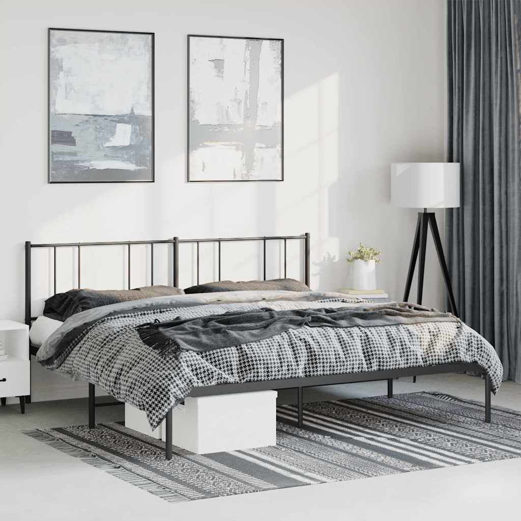 Bettgestell mit Kopfteil Metall Schwarz 193x203 cm