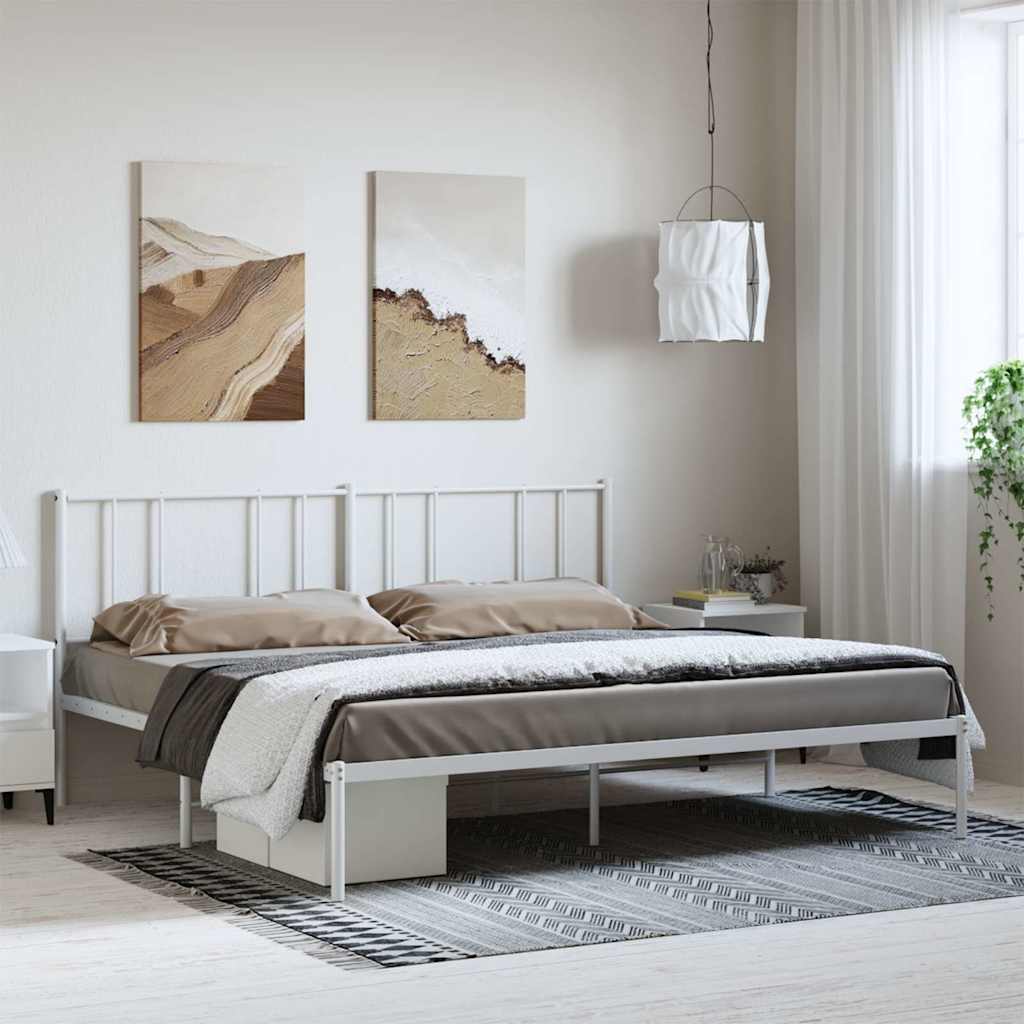 Bettgestell mit Kopfteil Metall Weiß 183x213 cm