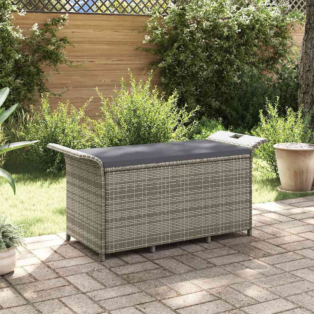 Gartenbank mit Kissen Grau 116x46x57 cm Poly Rattan