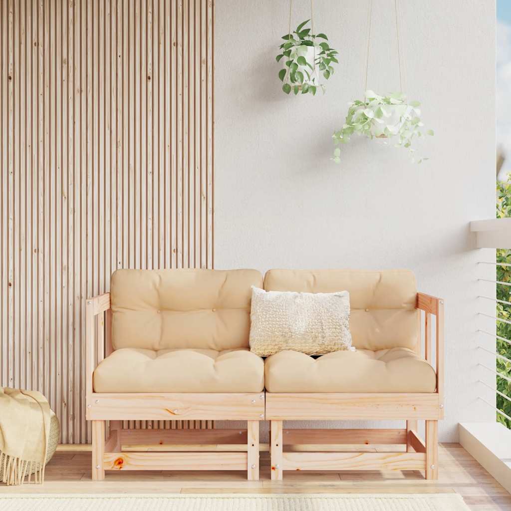 Ecksofas mit Kissen 2 Stk. Massivholz Kiefer