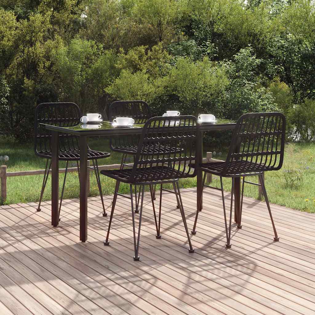 5-tlg. Garten-Essgruppe Schwarz Poly Rattan