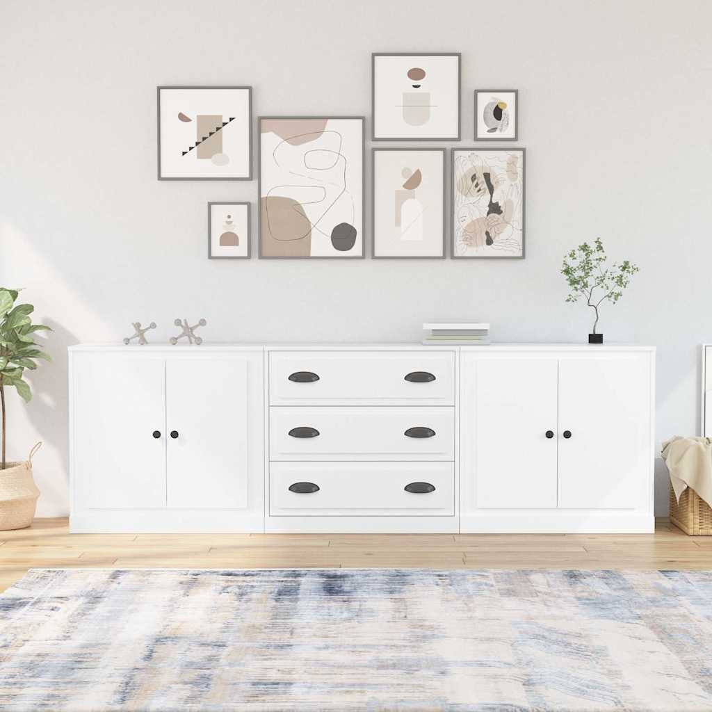Sideboards 3 Stk. Weiß Holzwerkstoff
