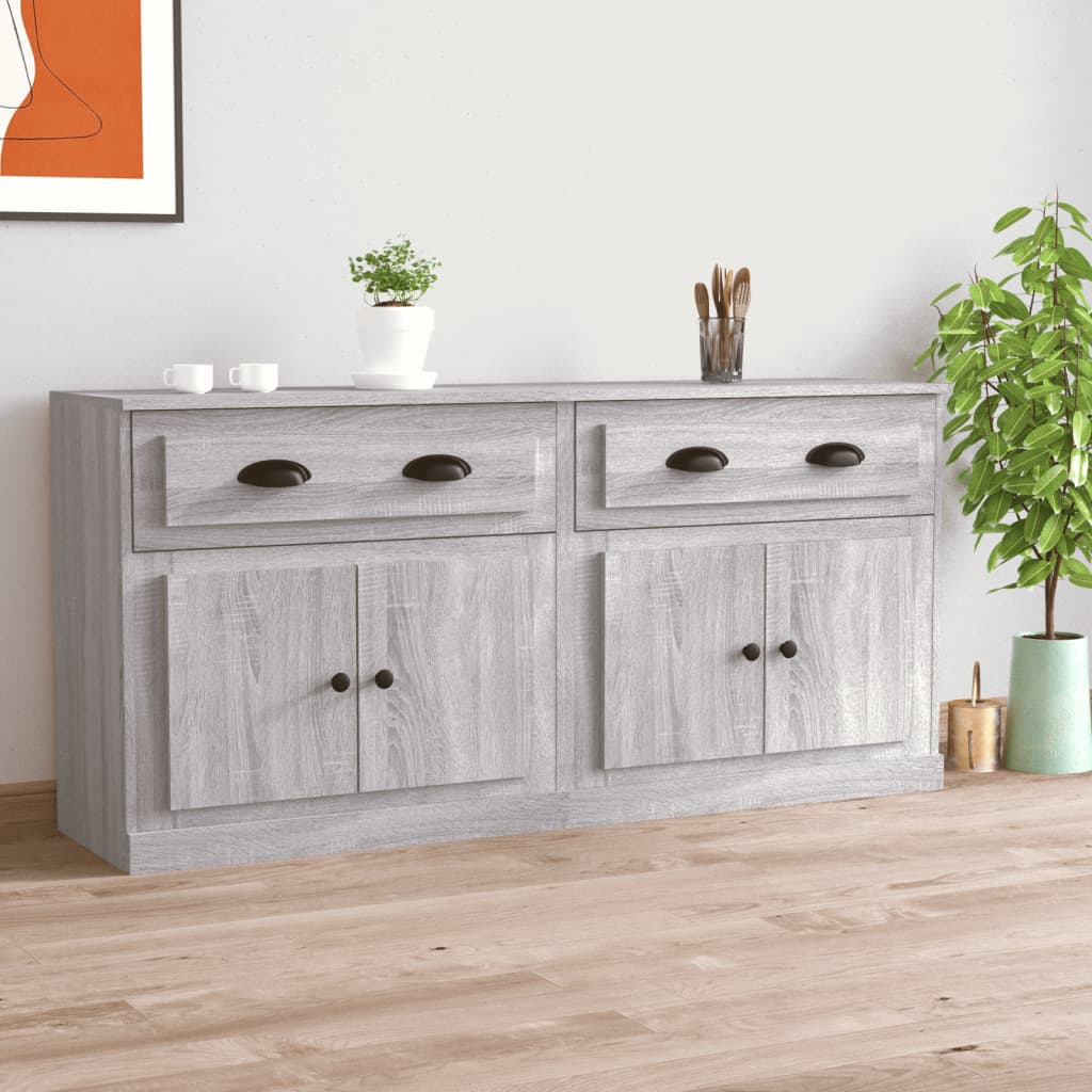 Sideboards 2 Stk. Grau Sonoma Holzwerkstoff