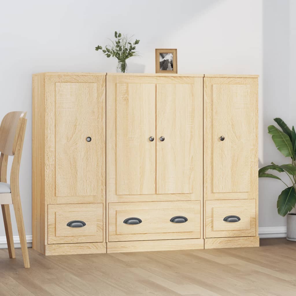 Highboards 3 Stk. Sonoma-Eiche Holzwerkstoff