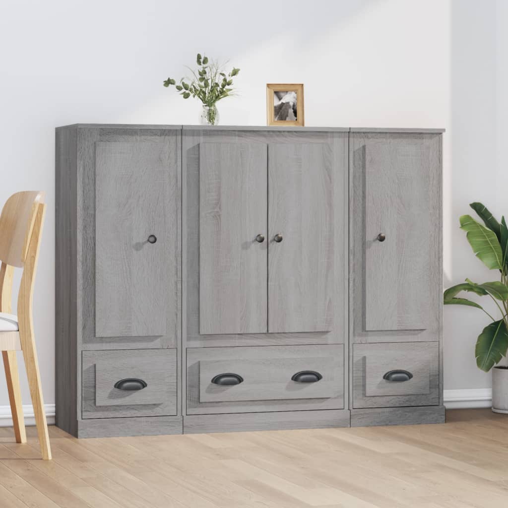Highboards 3 Stk. Grau Sonoma Holzwerkstoff