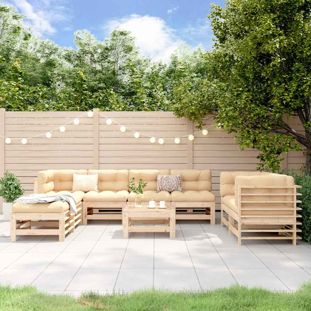 9-tlg. Garten-Lounge-Set Massivholz Kiefer