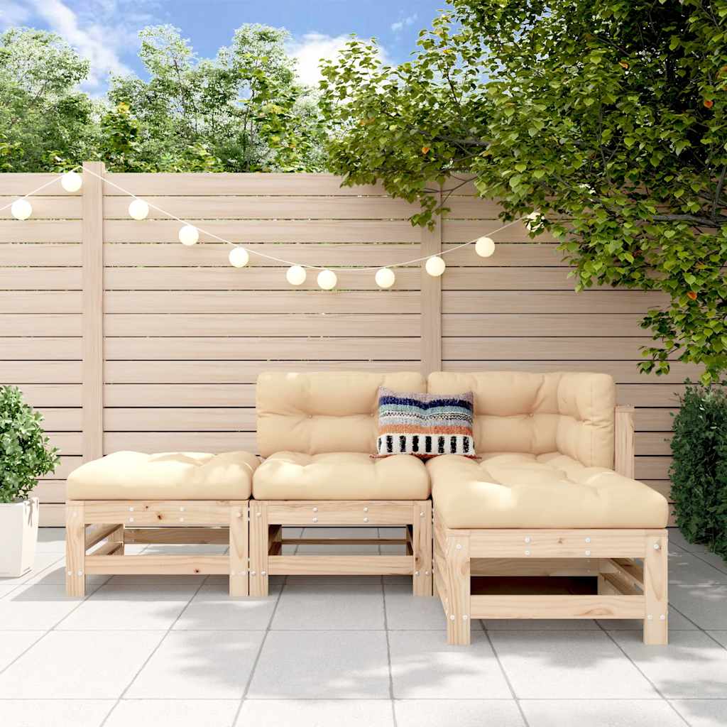 4-tlg. Garten-Lounge-Set Massivholz Kiefer
