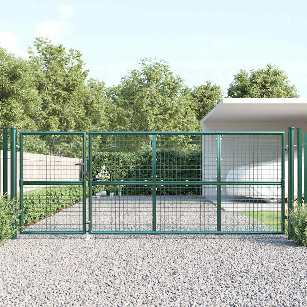 Maschen-Gartentor Grün 350x125 cm Verzinkter Stahl