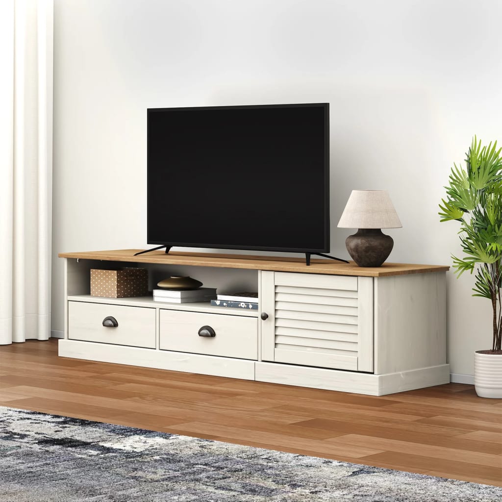 TV-Schrank VIGO Weiß 156x40x40 cm Massivholz Kiefer