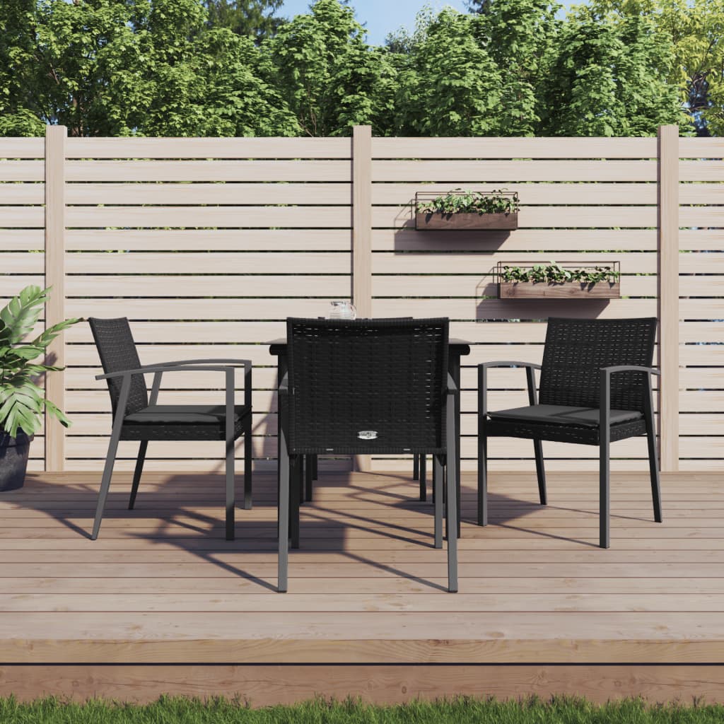 5-tlg. Garten-Essgruppe mit Kissen Poly Rattan und Stahl