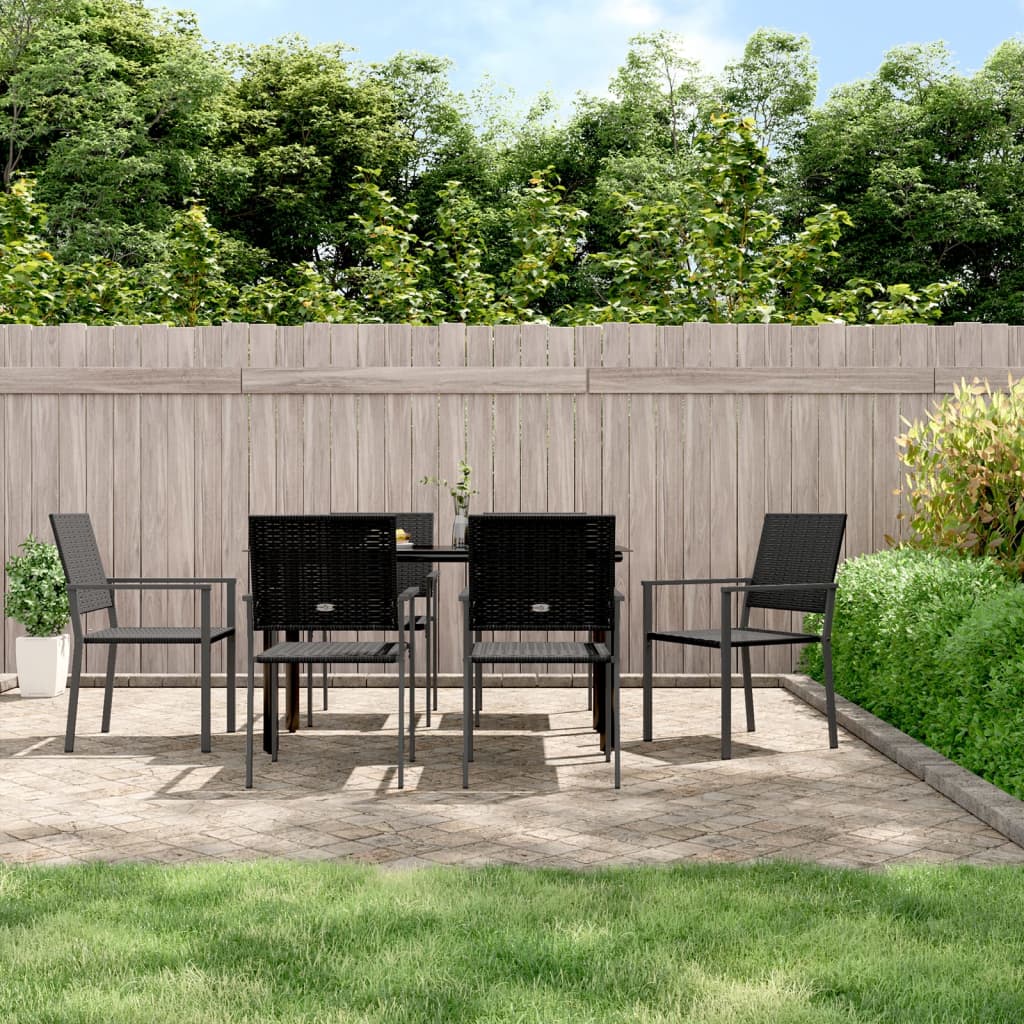 7-tlg. Garten-Essgruppe Poly Rattan und Stahl