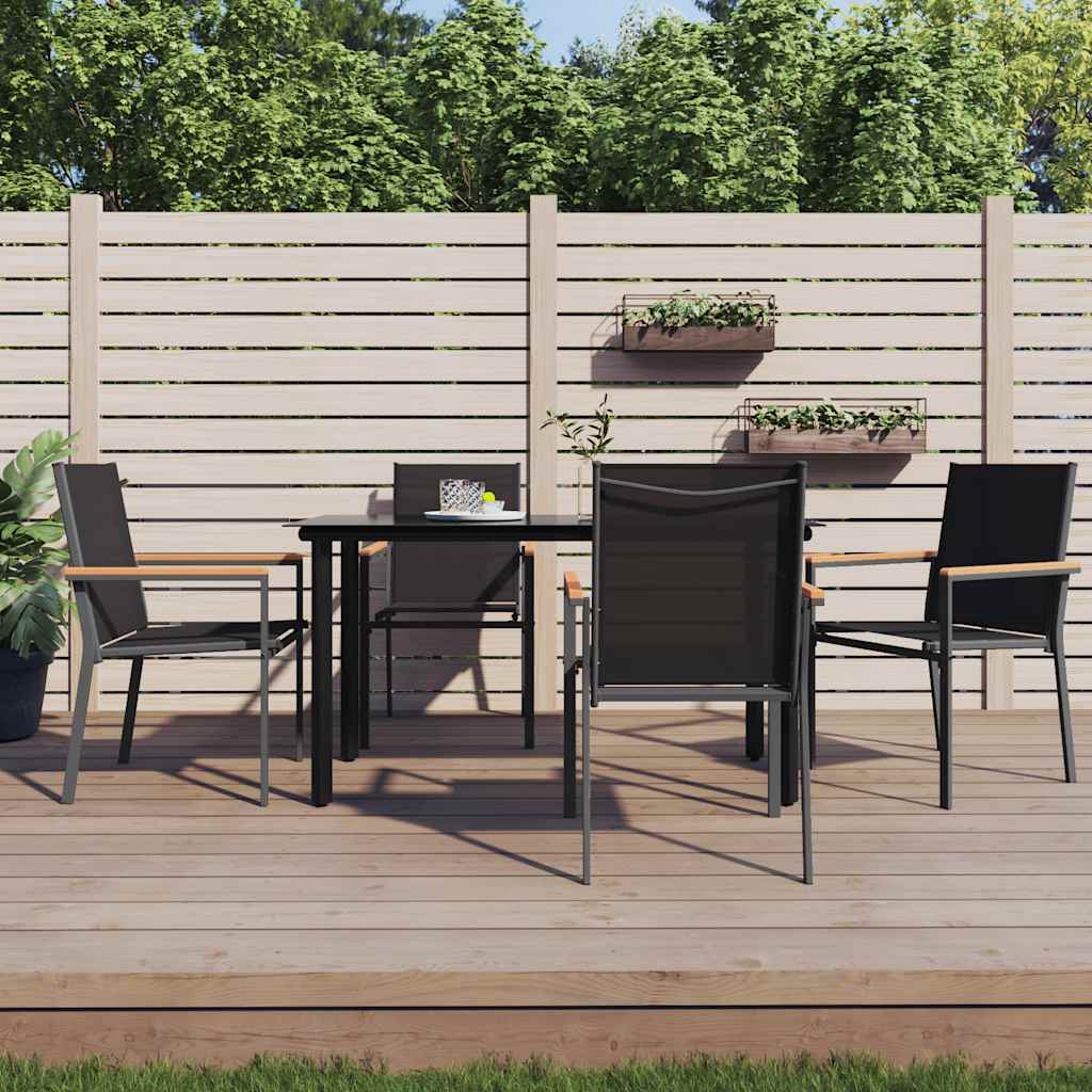 5-tlg. Garten-Essgruppe Schwarz Textilene und Stahl